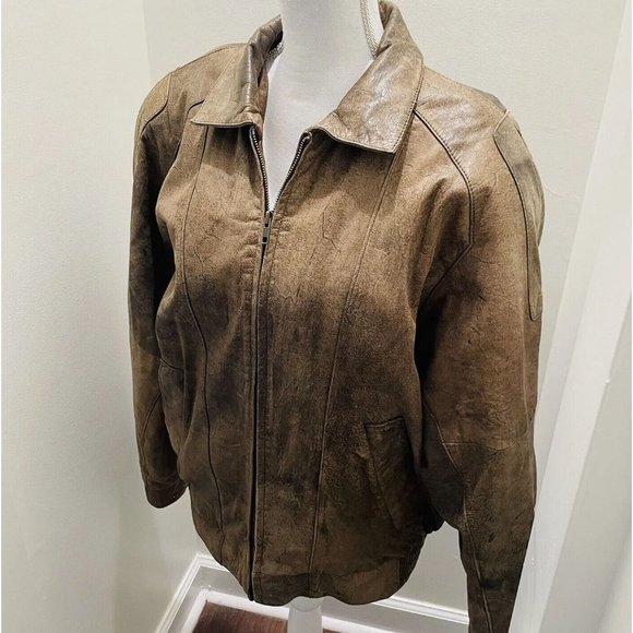 J Riggings Other - Vintage J RIGGINGS Mens Leather Bomber Jacket Sz Large ~ Lined